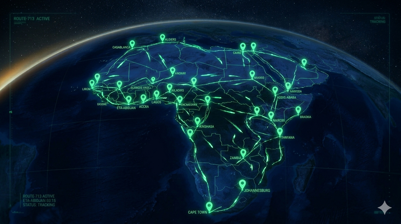 Live trade routes across Africa